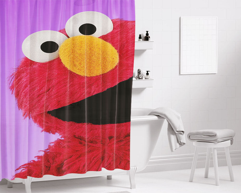 Elmo Purple Background Bathroom Shower Curtain Fabric Waterproof | 66 X 72 Inch