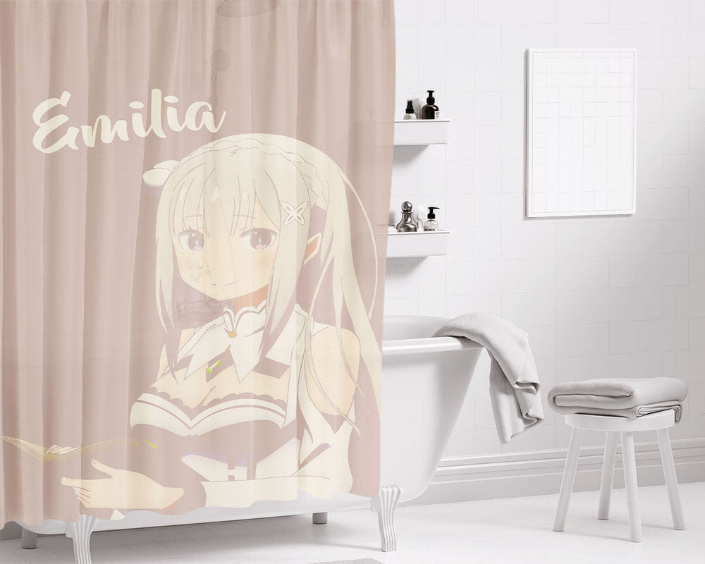 Emilia V2 Bathroom Shower Curtain Fabric Waterproof | 66 X 72 Inch