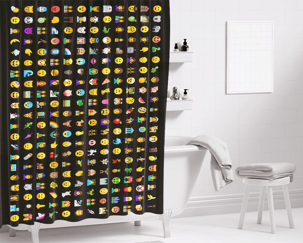 Emoji Full Bathroom Shower Curtain Fabric Waterproof | 66 X 72 Inch