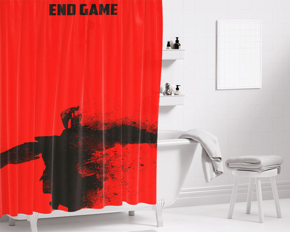 End Game Illustation Red Bathroom Shower Curtain Fabric Waterproof | 66 X 72 Inch