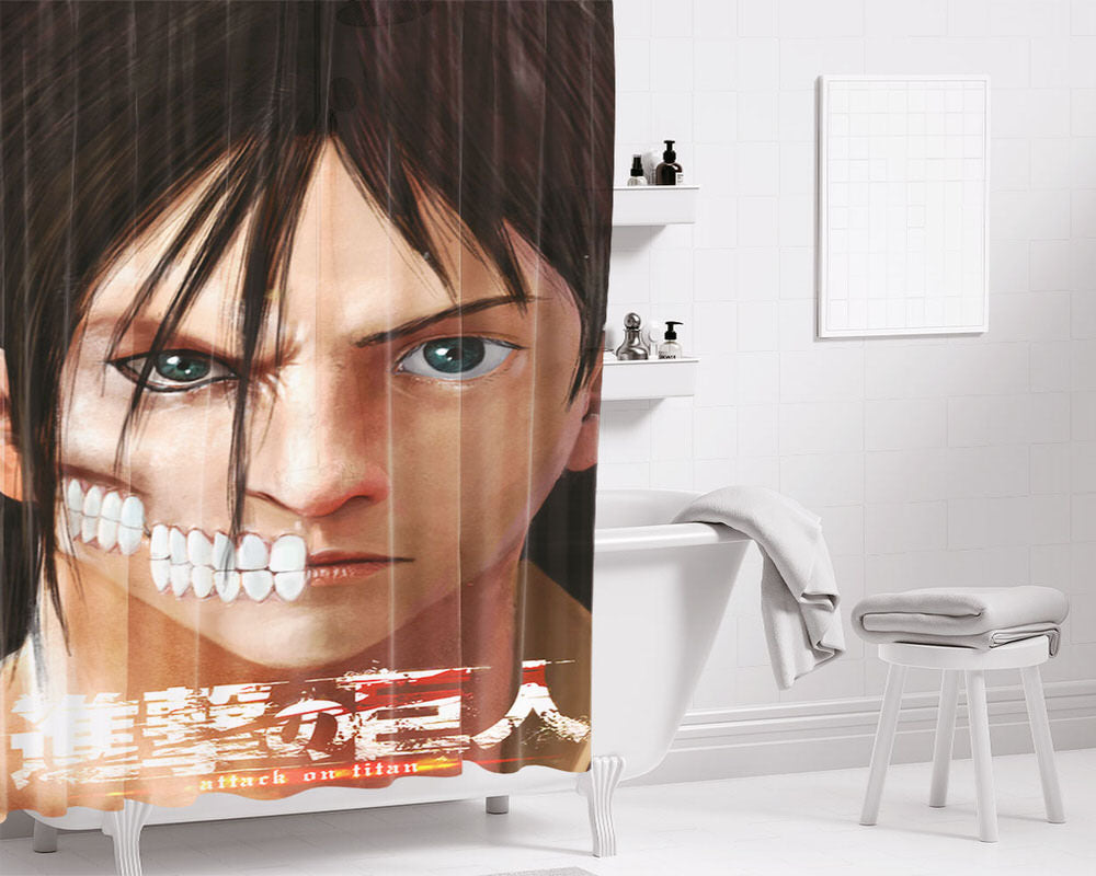 Eren Jaeger Titan Bathroom Shower Curtain Fabric Waterproof | 66 X 72 Inch