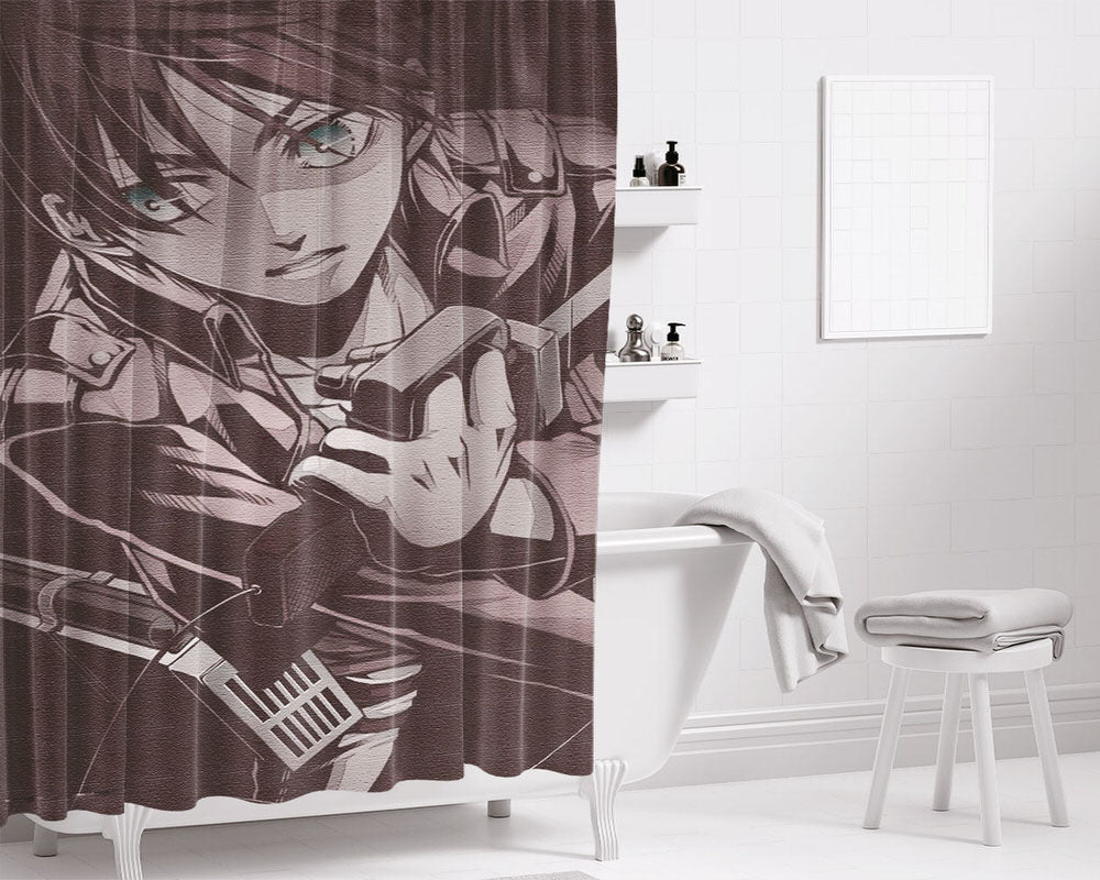 Eren Jaeger Bathroom Shower Curtain Fabric Waterproof | 66 X 72 Inch