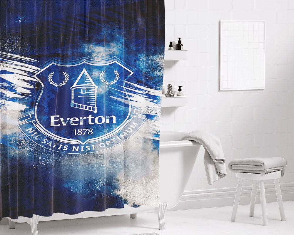 Everton Hd Logo Bathroom Shower Curtain Fabric Waterproof | 66 X 72 Inch