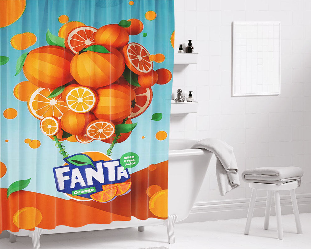 Fanta Orange Paper Craft Bathroom Shower Curtain Fabric Waterproof | 66 X 72 Inch