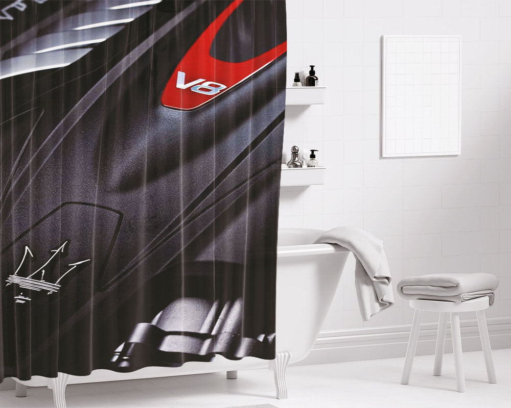 Fast V8 Car Bathroom Shower Curtain Fabric Waterproof | 66 X 72 Inch