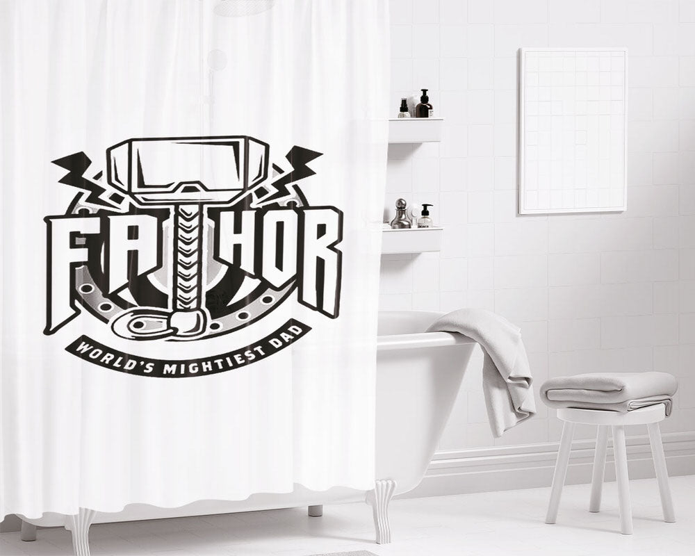 Fathor Worlds Dad Bathroom Shower Curtain Fabric Waterproof | 66 X 72 Inch