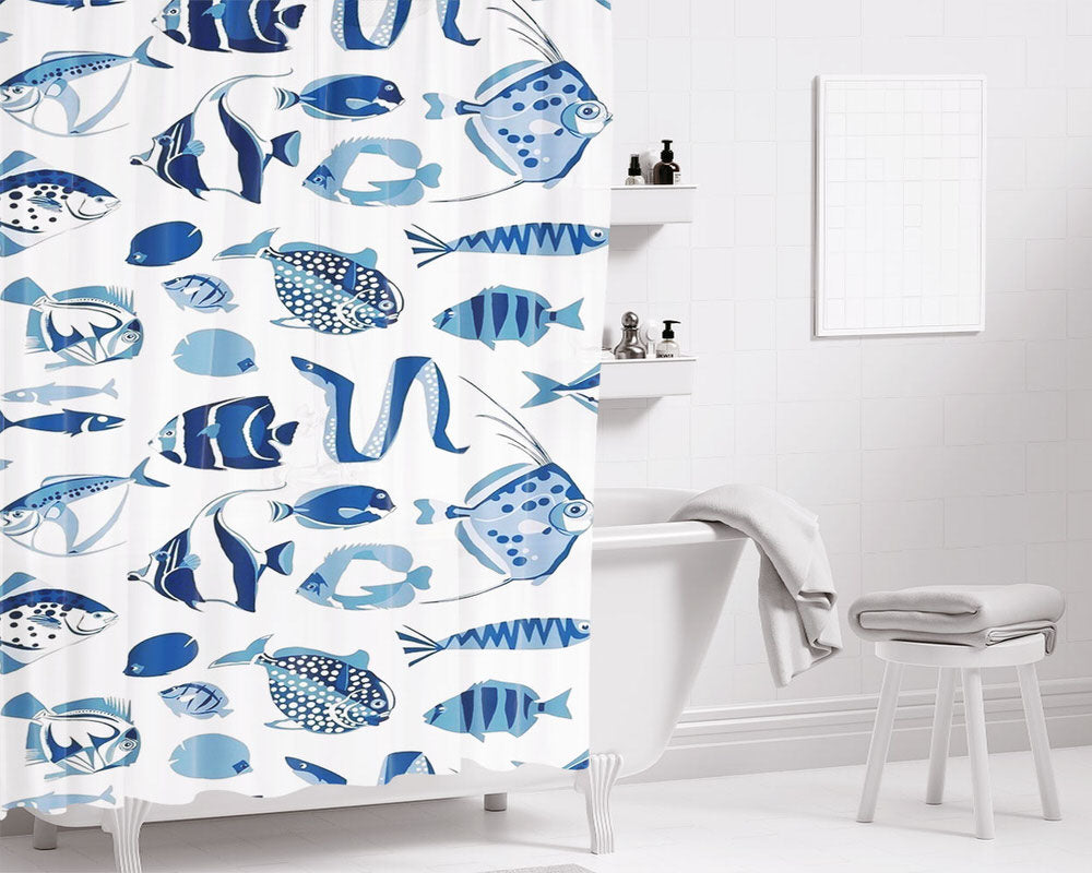 Fish Cozumel Thibaut Bathroom Shower Curtain Fabric Waterproof | 66 X 72 Inch