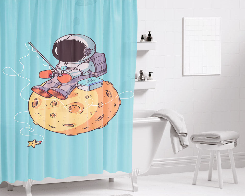 Fishing Star Bathroom Shower Curtain Fabric Waterproof | 66 X 72 Inch