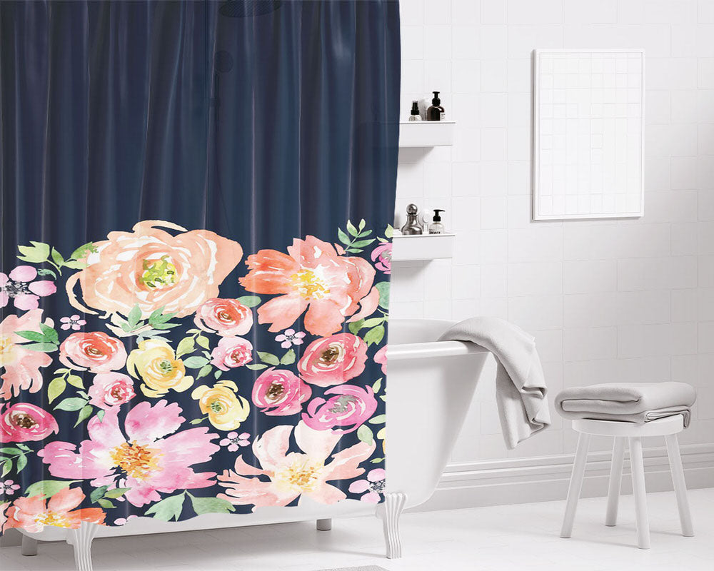 Floral Backgrounds Bathroom Shower Curtain Fabric Waterproof | 66 X 72 Inch