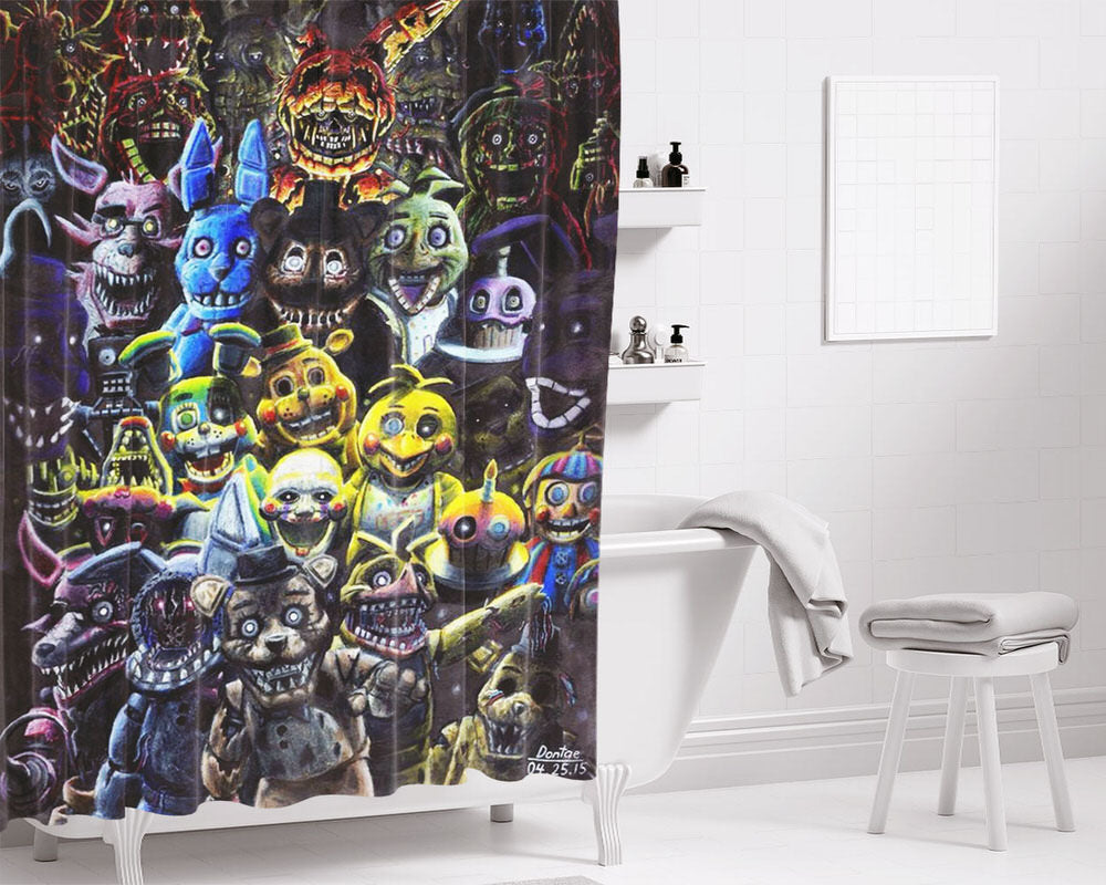 Fnaf Bonnie All Character Bathroom Shower Curtain Fabric Waterproof | 66 X 72 Inch