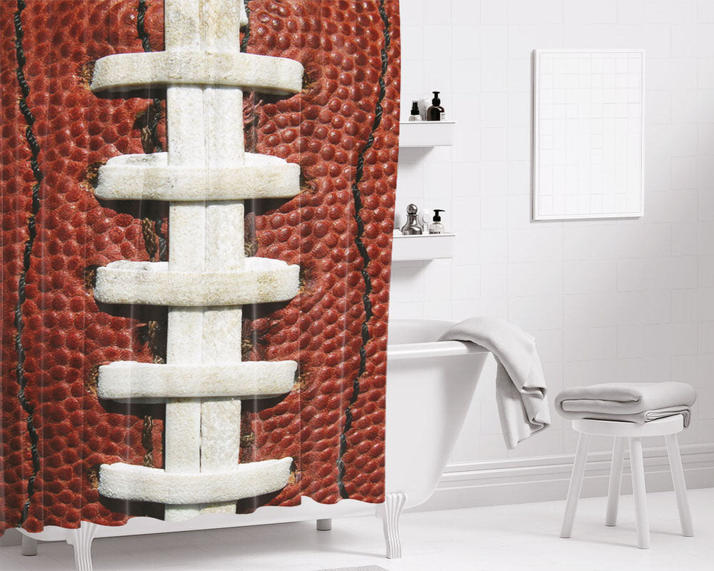Football Laces Bathroom Shower Curtain Fabric Waterproof | 66 X 72 Inch