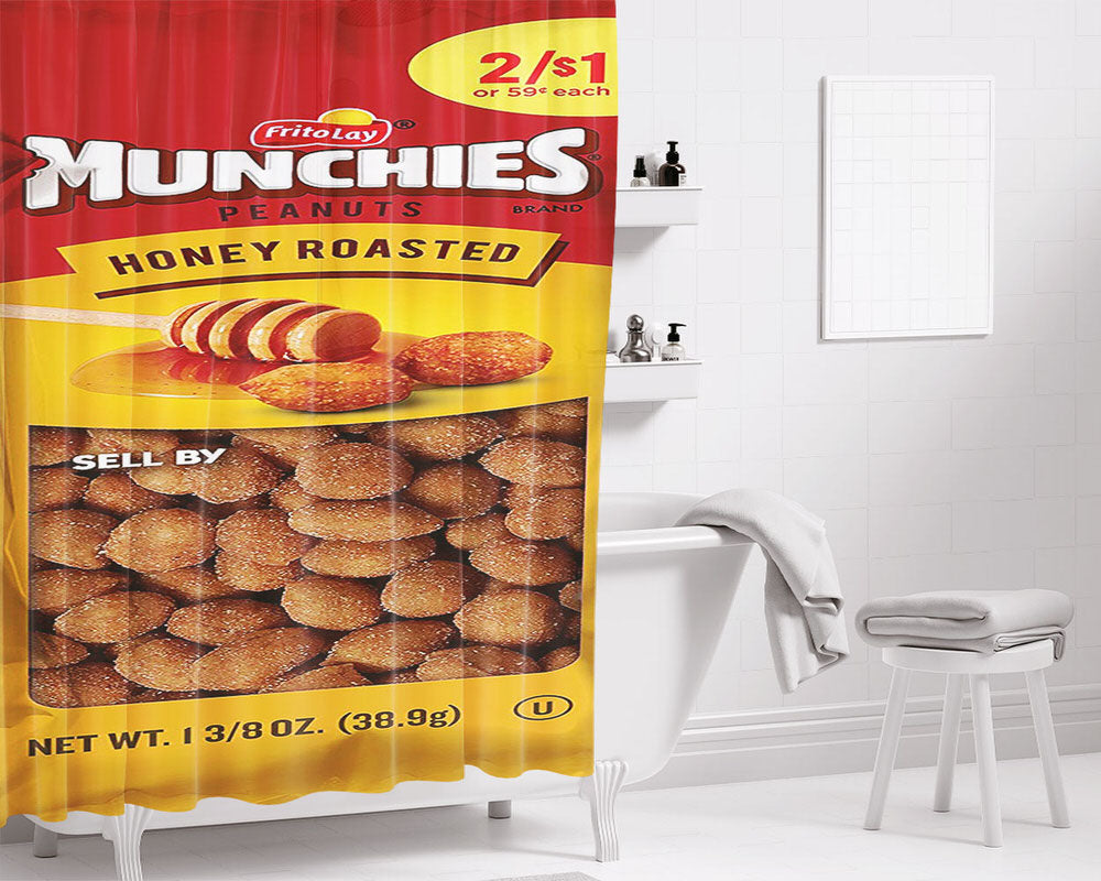 Fritolay Munchies Peanuts Honey Roasted Bathroom Shower Curtain Fabric Waterproof | 66 X 72 Inch