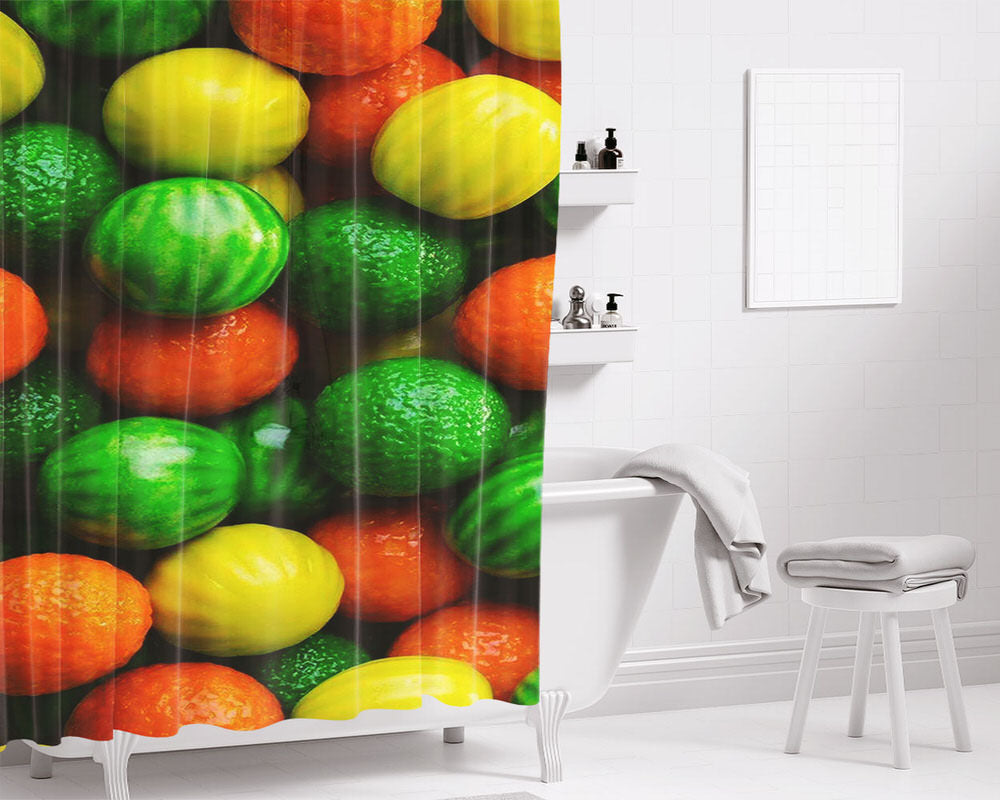 Fruit Candy Bathroom Shower Curtain Fabric Waterproof | 66 X 72 Inch