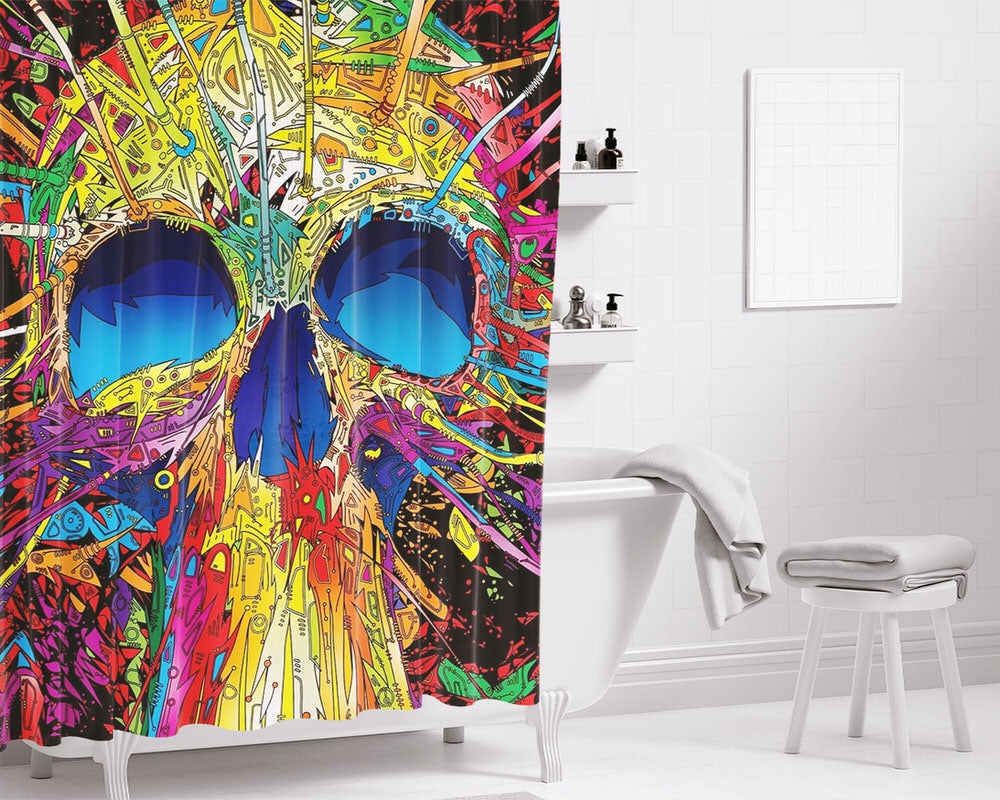 Fullcolor Skull Art Bathroom Shower Curtain Fabric Waterproof | 66 X 72 Inch