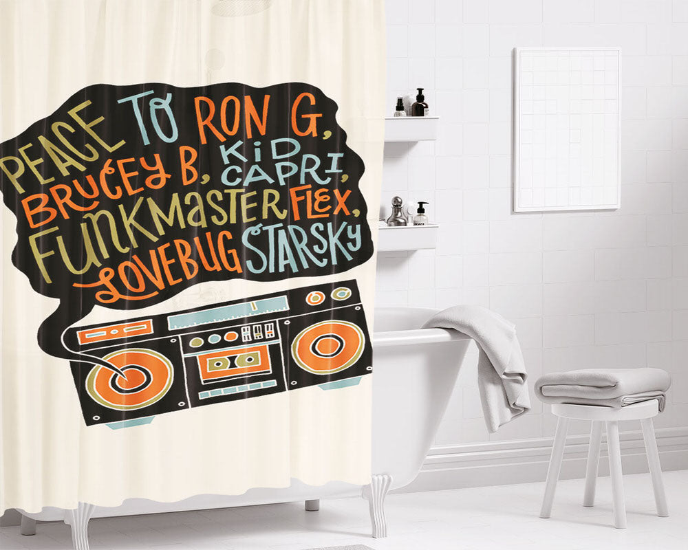 Funk Jukebox Bathroom Shower Curtain Fabric Waterproof | 66 X 72 Inch