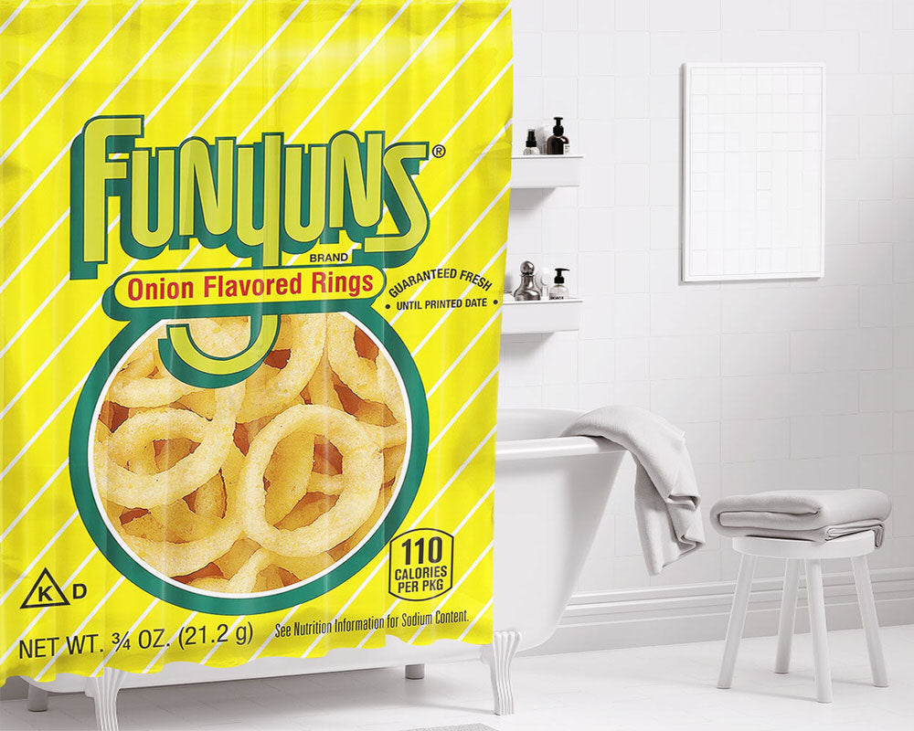 Funyuns Onion Flavored Rings Bathroom Shower Curtain Fabric Waterproof | 66 X 72 Inch