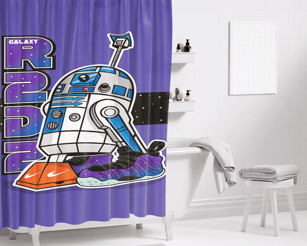 Galaxy R2D2 Bathroom Shower Curtain Fabric Waterproof | 66 X 72 Inch