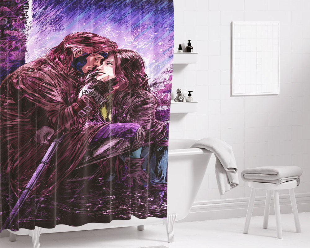 Gambit And Rogue Romantic Moment Bathroom Shower Curtain Fabric Waterproof | 66 X 72 Inch
