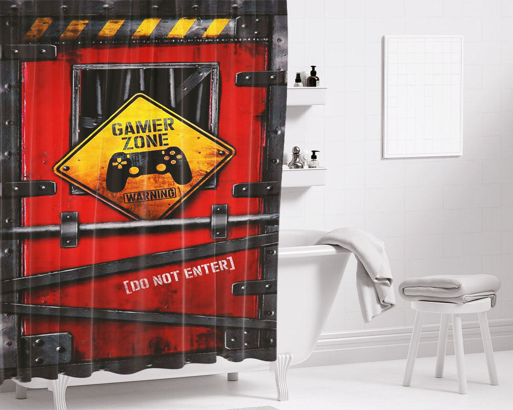 Gamer Zone Door Armor Bathroom Shower Curtain Fabric Waterproof | 66 X 72 Inch