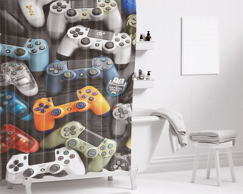 Games Diary Games Controller Colleges Bathroom Shower Curtain Fabric Waterproof | 66 X 72 Inch