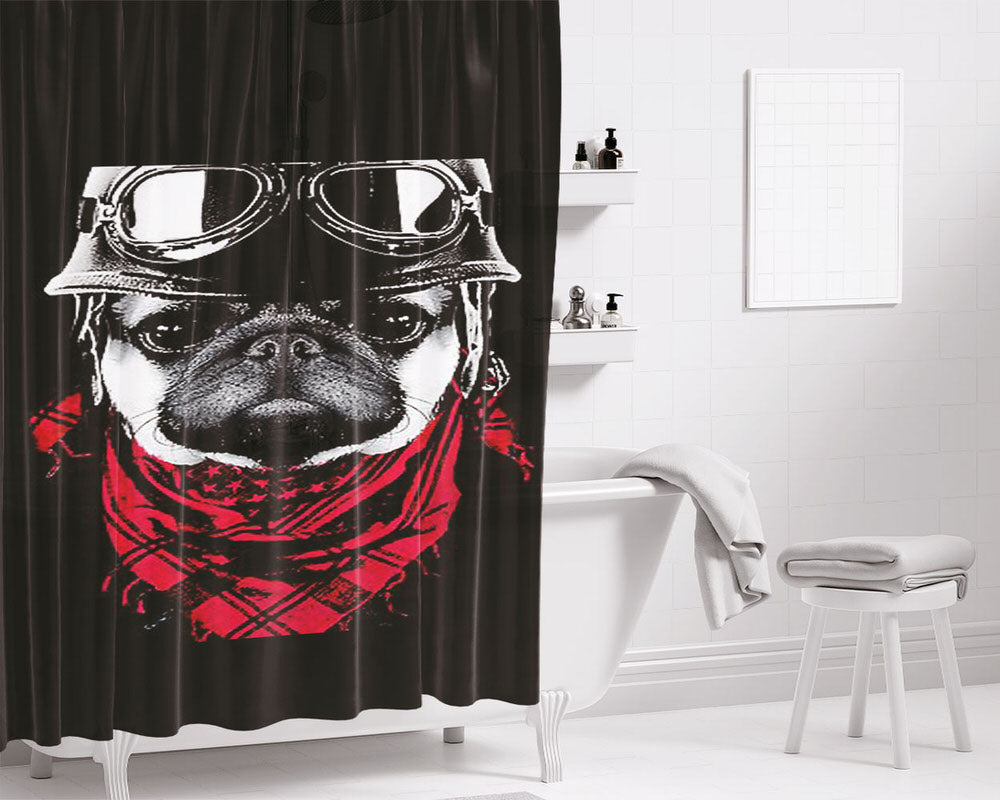 Gangters Dog Bathroom Shower Curtain Fabric Waterproof | 66 X 72 Inch