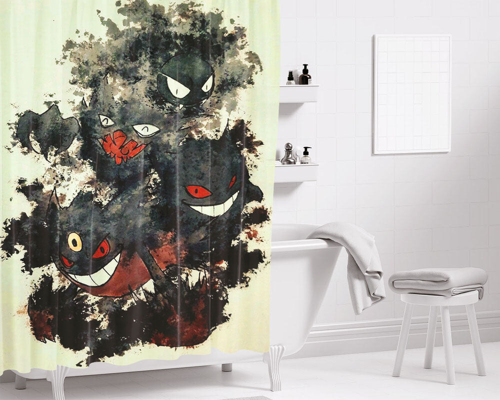 Gengar Smoke Bathroom Shower Curtain Fabric Waterproof | 66 X 72 Inch