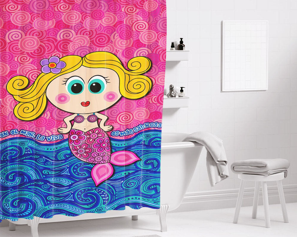 Girl Beach Surfing Bathroom Shower Curtain Fabric Waterproof | 66 X 72 Inch