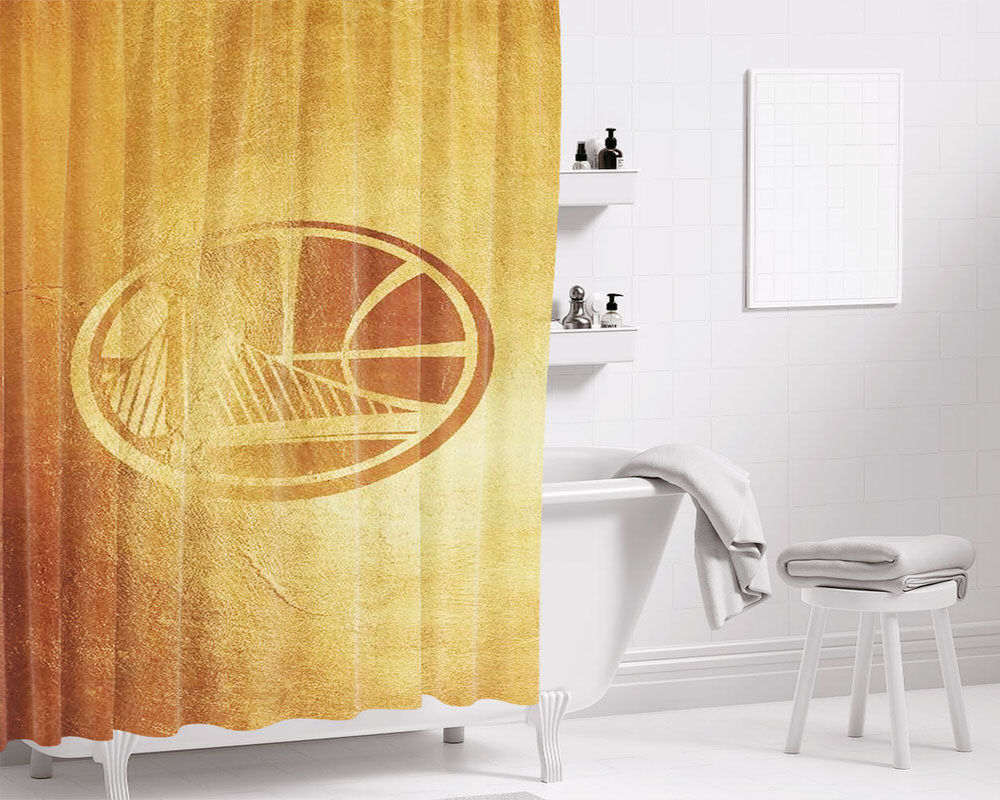 Gold Logo Golden Warriors Wallpaper Bathroom Shower Curtain Fabric Waterproof | 66 X 72 Inch