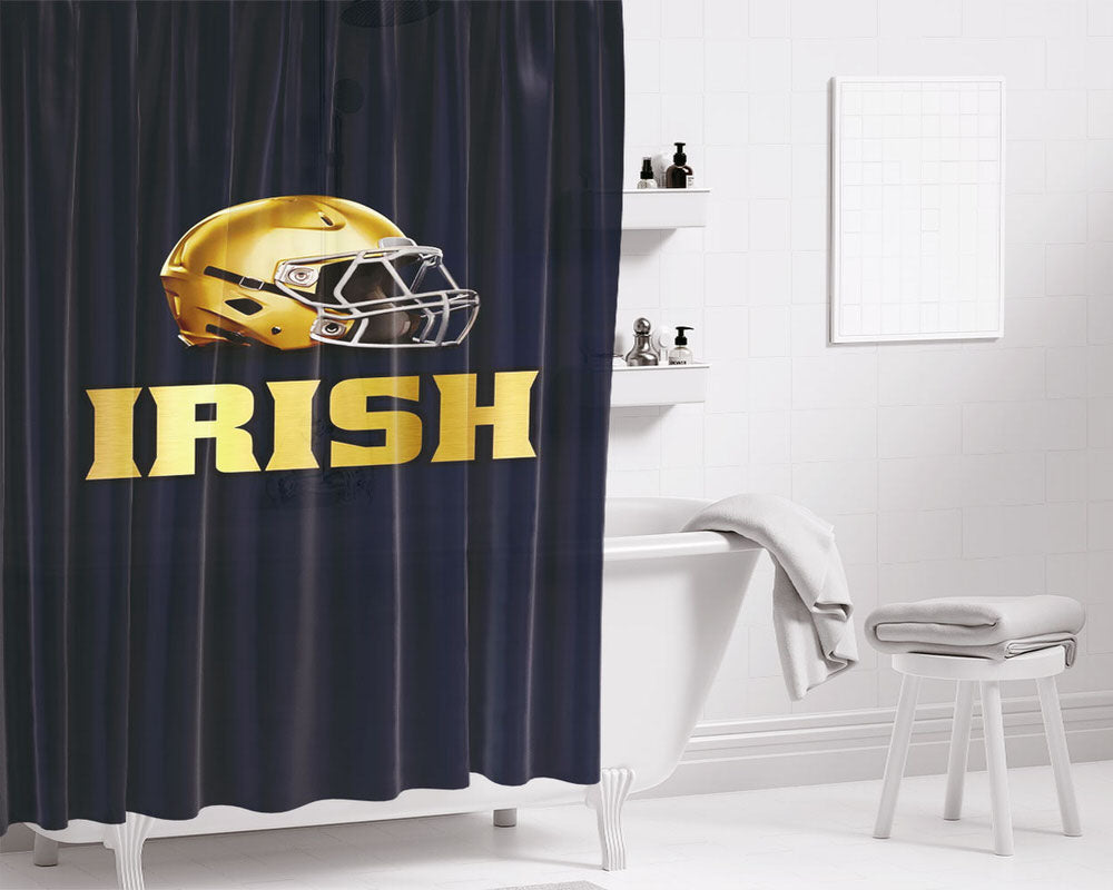 Golden Irish Helmet Blue Wallpaper Bathroom Shower Curtain Fabric Waterproof | 66 X 72 Inch