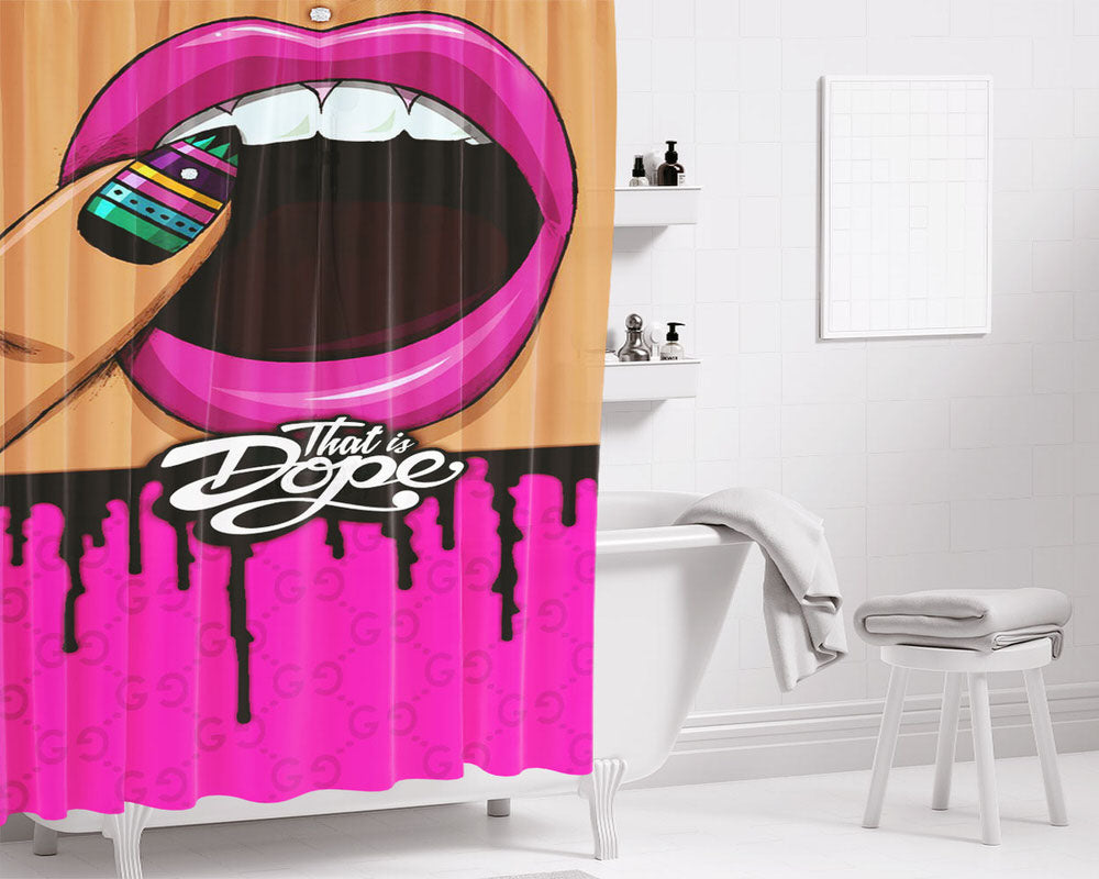 Golden Kisses Dope Bathroom Shower Curtain Fabric Waterproof | 66 X 72 Inch