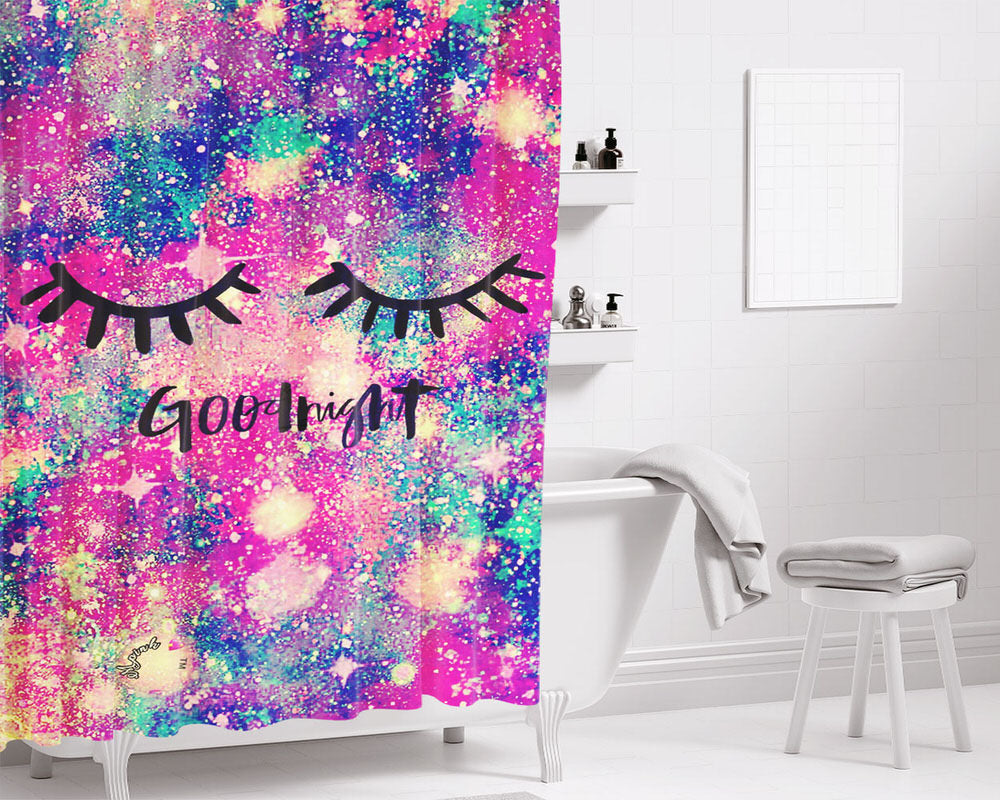 Good Night Sleep Dream Galaxy Bathroom Shower Curtain Fabric Waterproof | 66 X 72 Inch