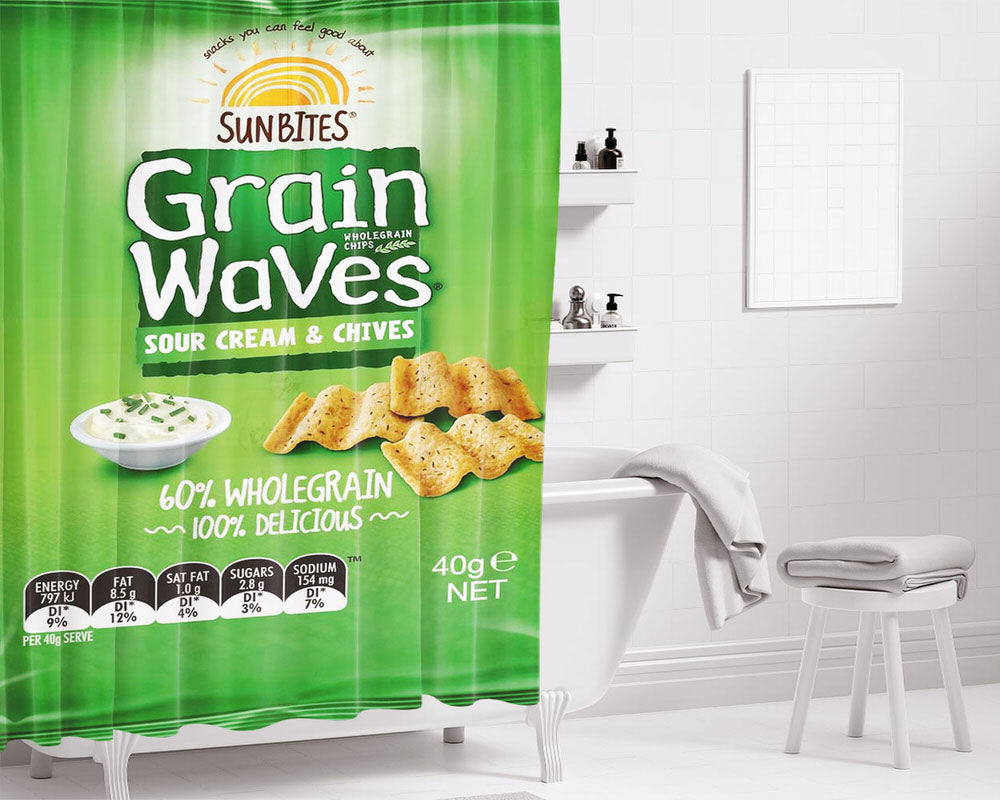 Grain Waves Sour Cream And Chives Bathroom Shower Curtain Fabric Waterproof | 66 X 72 Inch