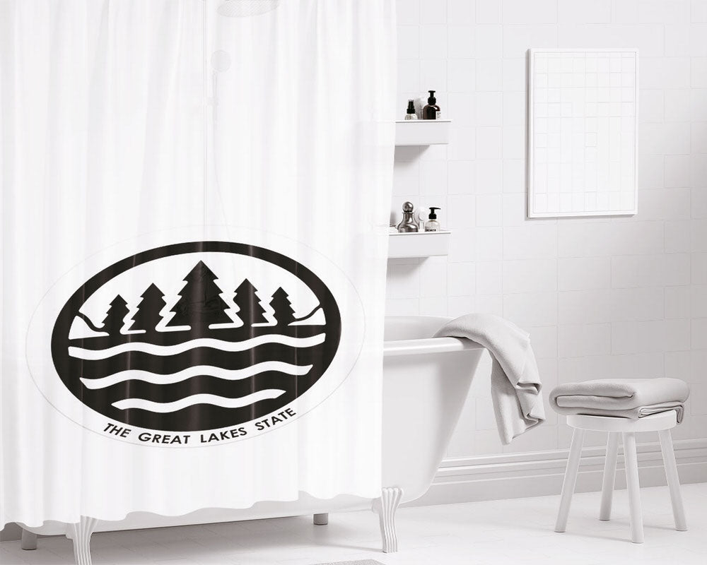 Great Lakes State Symbol Bathroom Shower Curtain Fabric Waterproof | 66 X 72 Inch