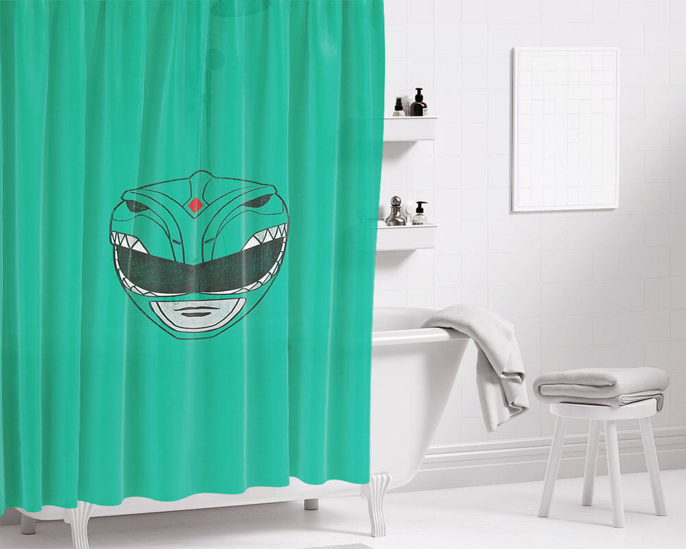 Green Ranger Helmet Minimalist Wallpaper Bathroom Shower Curtain Fabric Waterproof | 66 X 72 Inch