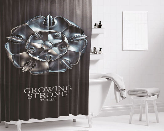 Growing Strong Tyrell Metal Logo Bathroom Shower Curtain Fabric Waterproof | 66 X 72 Inch