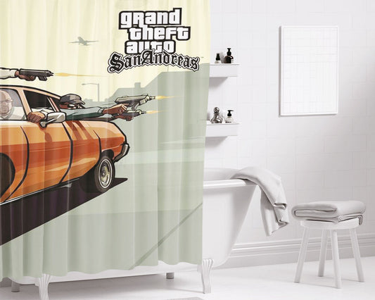 Gta San Andreas Bathroom Shower Curtain Fabric Waterproof | 66 X 72 Inch