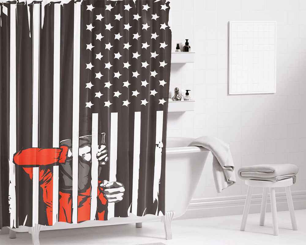 Guantanamo Us Flag Political Bathroom Shower Curtain Fabric Waterproof | 66 X 72 Inch