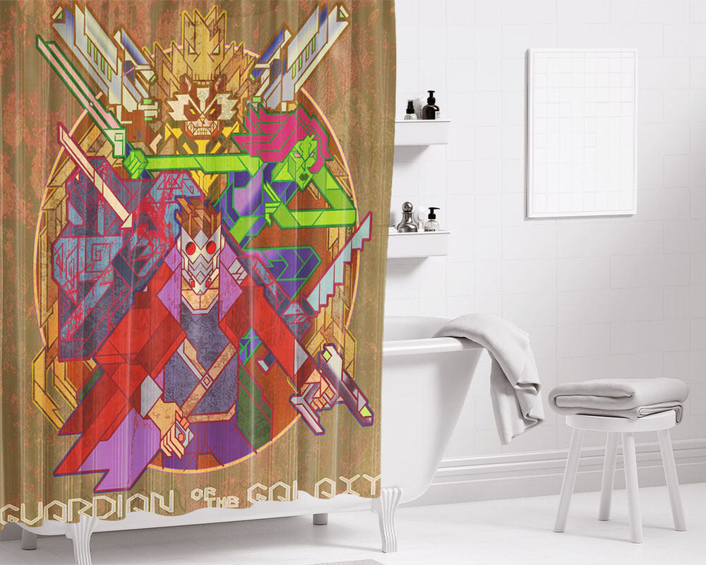 Guardian Of Galaxy Stained Glass Bathroom Shower Curtain Fabric Waterproof | 66 X 72 Inch