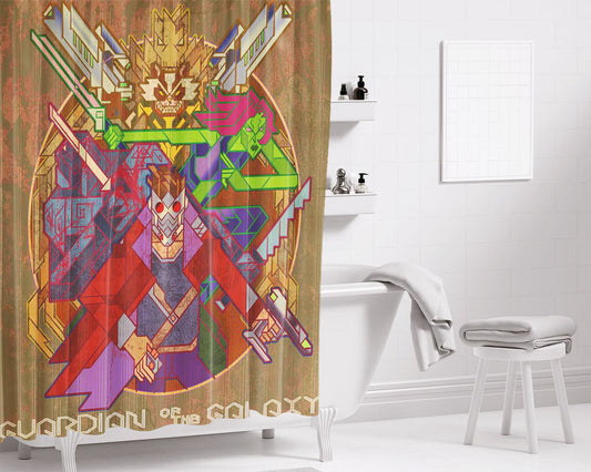 Guardian Of Galaxy Stained Glass Bathroom Shower Curtain Fabric Waterproof | 66 X 72 Inch