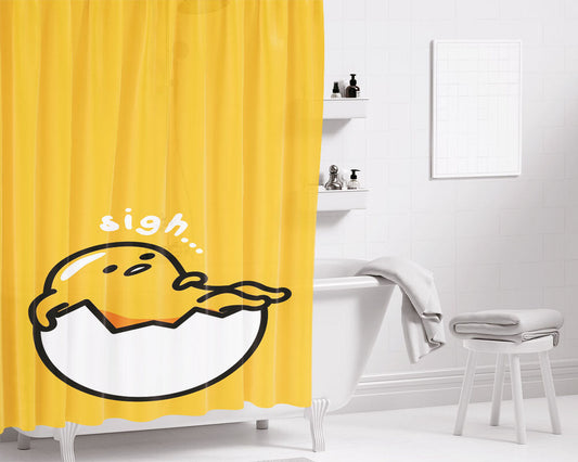 Gudetama Sigh Lazy Egg Bathroom Shower Curtain Fabric Waterproof | 66 X 72 Inch
