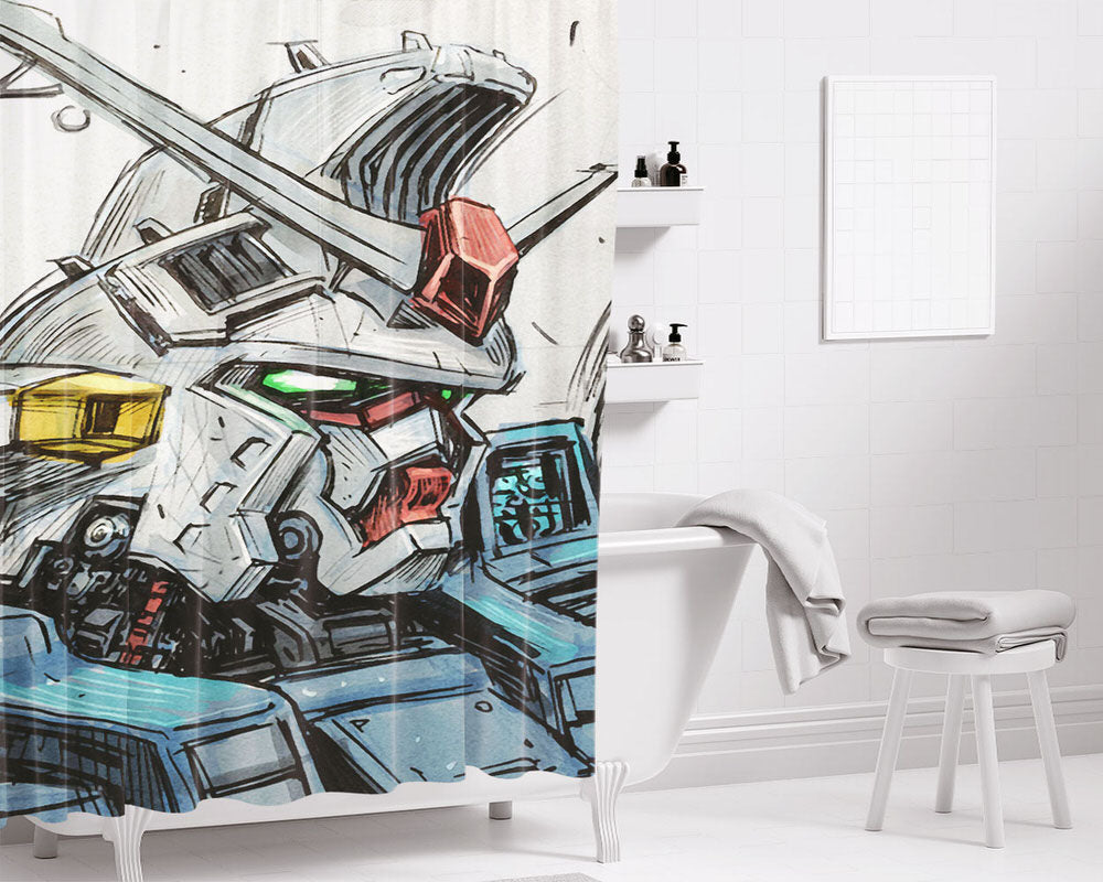 Gundam Gp020 Art Bathroom Shower Curtain Fabric Waterproof | 66 X 72 Inch