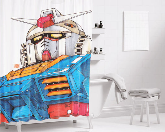 Gundam Wallpaper Bathroom Shower Curtain Fabric Waterproof | 66 X 72 Inch