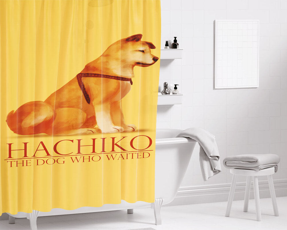 Hachiko The Dog Who Wanted Bathroom Shower Curtain Fabric Waterproof | 66 X 72 Inch