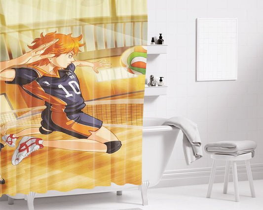 Haikyuu Hinata Smash Ball Bathroom Shower Curtain Fabric Waterproof | 66 X 72 Inch