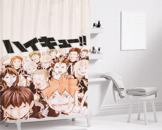 Haikyuu Karasuno Team Bathroom Shower Curtain Fabric Waterproof | 66 X 72 Inch