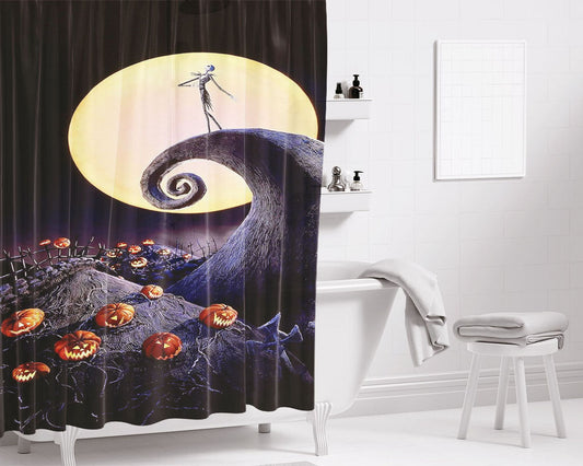 Halloween Full Moon Halloween Bathroom Shower Curtain Fabric Waterproof | 66 X 72 Inch