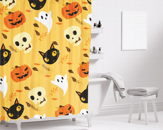 Halloween Wallpaper Bathroom Shower Curtain Fabric Waterproof | 66 X 72 Inch