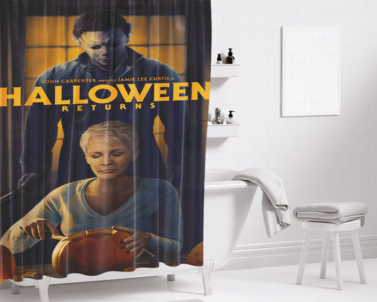 Hallowens Pumpkins Return Bathroom Shower Curtain Fabric Waterproof | 66 X 72 Inch