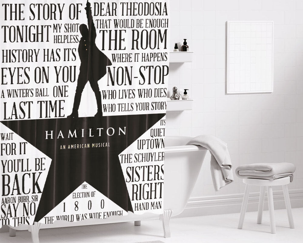 Hamilton An American Musical Bathroom Shower Curtain Fabric Waterproof | 66 X 72 Inch