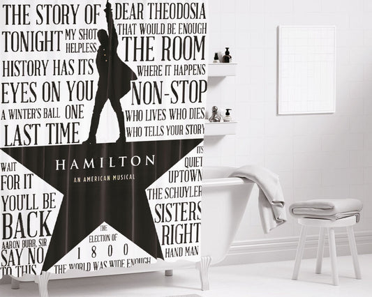 Hamilton An American Musical Bathroom Shower Curtain Fabric Waterproof | 66 X 72 Inch